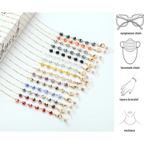 Fashion Crystal Beaded Glasses Chain Women Face Mask Chain Holder Anti-Drop Sunglasses Chain Lanyard Necklace Eyeglasses Jewelry