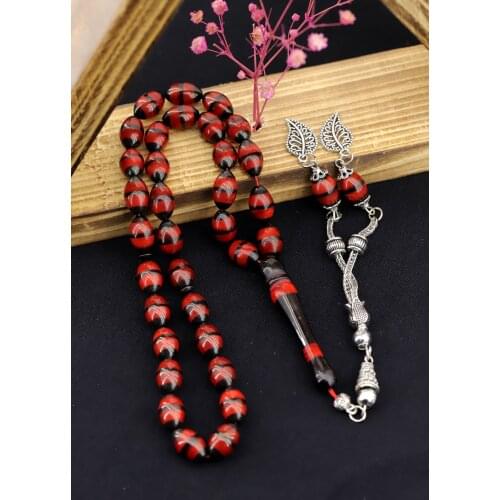 Red Black Powder Amber Tasbih rosary is the most beautiful and original accessory very special gift muslim islam worship