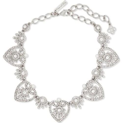 CSxjd Luxury Jewelry crystal peach heart Necklace and ear clip earrings