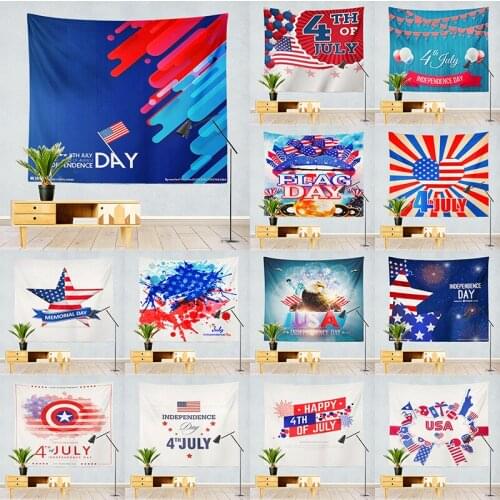 USA Independence Day Tapestry Wall Hanging Sandy Beach Throw Rug Blanket Camping Tent Travel Pad Decor Wall Cloth Tapestries