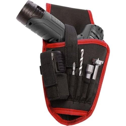 Hot 1Pcs Random Color Portable Drill Holder Holst Pouch Cordless Canvas Farbic Tool for 12v Drill Waist Tool Bag
