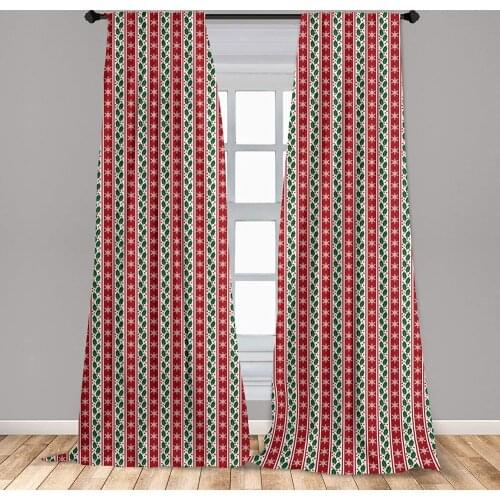 Snowflake Curtain for Kids Rooms Holly Berry Leaves and Snowflakes on Vertical Banners Christmas and New Year Window Drapes
