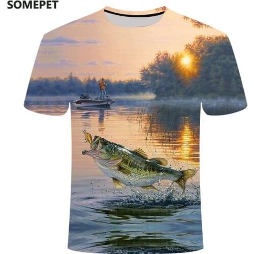 Tops Tee New Fishing T Shirt Style Casual Digital Fish Print T-Shirt Men Women Tshirt Summer Short Sleeve O-Neck Tops&Te