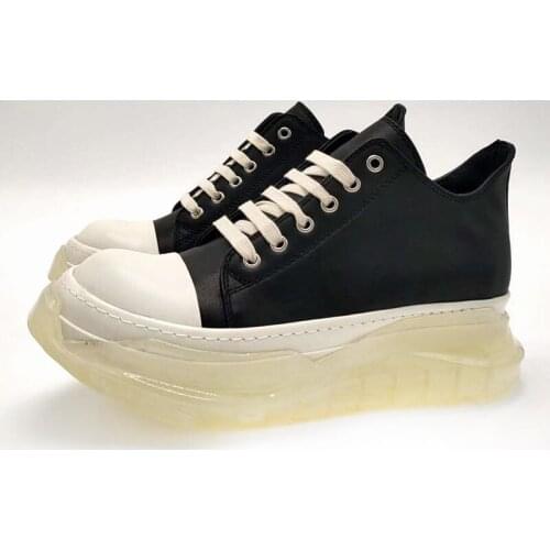 Canvas or Leather Shoes For Men Black White Casual Sneaker Comfort Transparent Bottom Sneakers 14#20/10d50