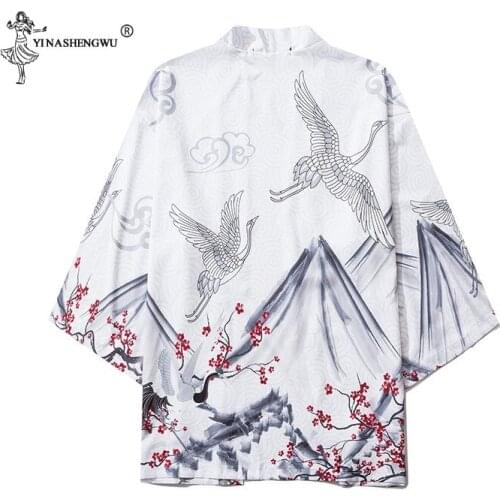 Kimono Cardigan Men Women Japanese Obi Male Yukata Mens Haori Traditional Japanese Clothing Japanese Samurai Loose White Floral