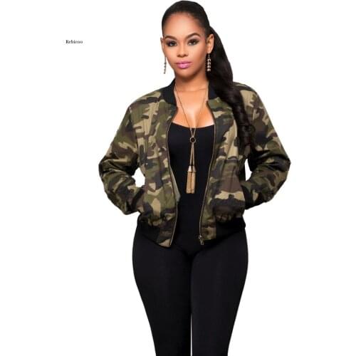 New Pattern Bomber Jacket Women Autumn Casual Ladies Coat Military Fashion Camouflage Outerwear Zipper Cropped