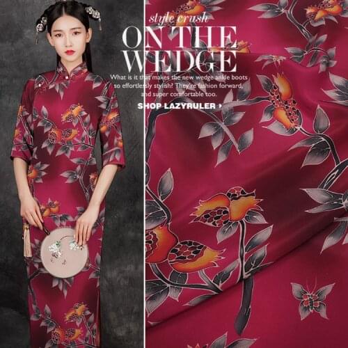 Customized Summer 100% mulberry silk digital printing silk crepe de chine fabric mulberry silk crepe de chine dress fabric