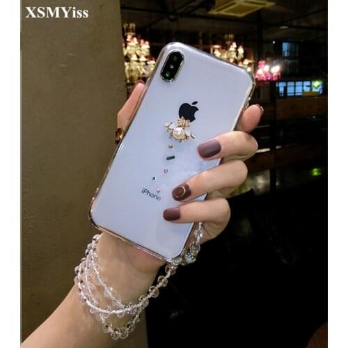 XSMYiss Simple style Bling Crystal Diamond Bee Clear Back Rhinestone Phone Case Cover For iPhone 6 6S 7 8 Plus X 10 Xs Max XR