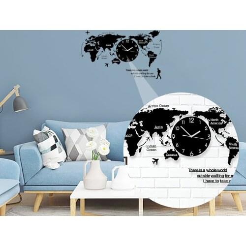 World Map Wall Clock Nordic Modern Minimalist Decoration Acrylic For Home Bedroom Office L5 Карта Мира