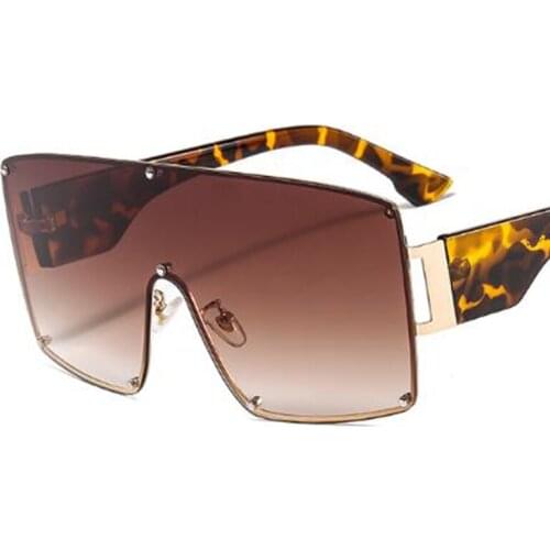 Oversized goggles sunglasses women vintage retro square glasses gradient black brown Shades one lens sun glasses men male 2020