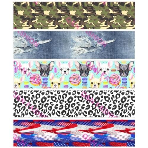 Q&N Ribbon 16mm ~75mm Army Green Camouflage Leopard Printed Grosgrain/FOE Ribbon DIY Sewing Hair bows Gifts Craft Supplies