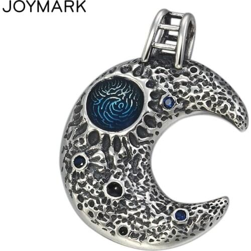 Retro Sterling Silver Jewelry Pendant Universe Galaxy Moon Pendant For Men and Women Fashion Creative Thai Silver Pendant TSP249