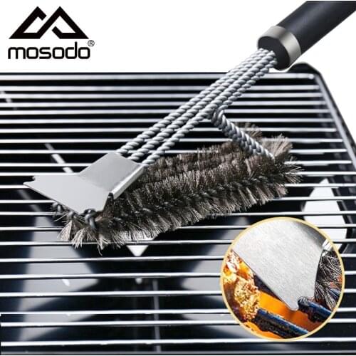 Mosodo BBQ Grill Brush Cleaning Scraper Barbecue Cleaner Wire Brushes Stainless Steel Tools for All Grill Types BBQ Accessories