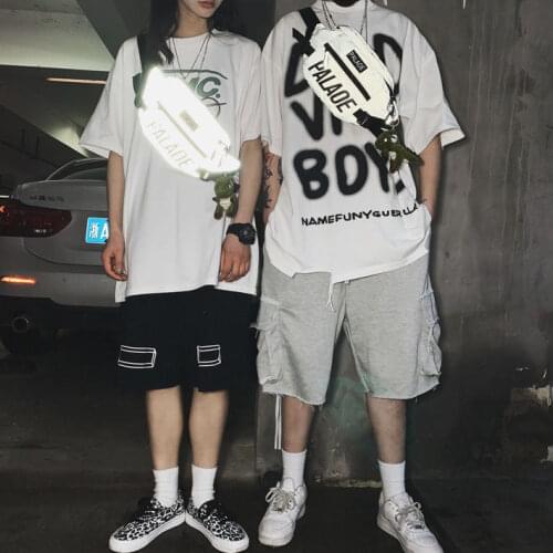 Reflective Tide Brand Female Mens Chest Bag Sports Small Messenger Bag Shoulder Bag Hip-hop Personality Student Waist Bag