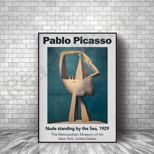 Pablo Picasso Exhibition Poster Printable | Naked by the Sea, Picasso Painting Exhibition Print Museum Artist House Decoration P