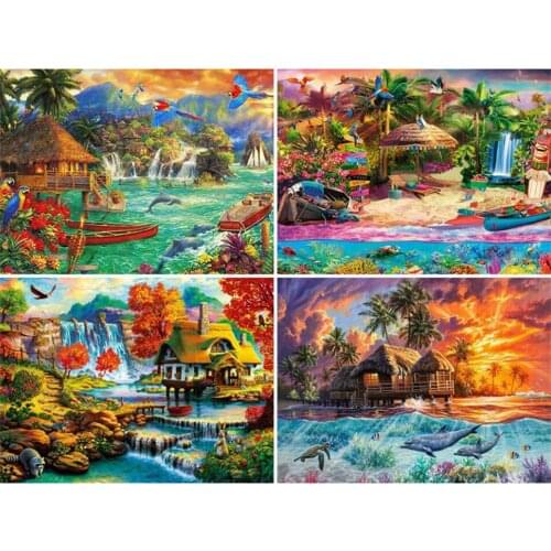 Yumeart DIY Full Square Diamond Painting Landscape 5D Diamond Embroidery Seaside Mosaic Rhinestones Cross Stitch Handicraft Art