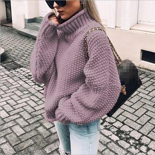 Womens Sweaters Long Sleeve Turtleneck Jumper Casual Knitted Sweater Oversize Female 2021 Autumn Winter Warm Pulovers for Women