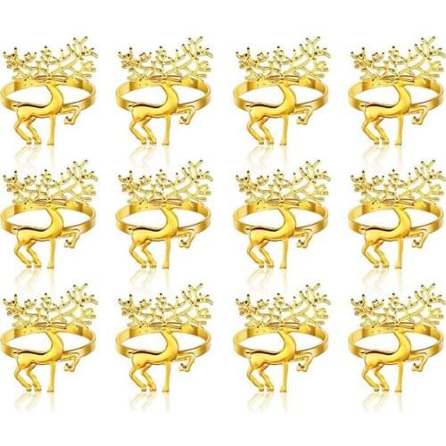 12 Pcs Christmas Napkin Rings Deer Napkin Rings for Dinners Parties,Table Decoration,Christmas and Kitchen Dining,Etc