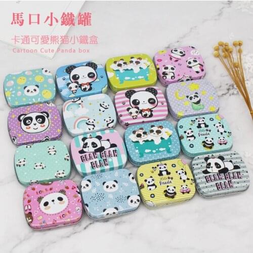 16 pc/lot ! Panda Animal Mini Cover Iron Tin Metal Case / Headset Can/Pill Pencil Box /Candy Chewing Gum Storage Gift