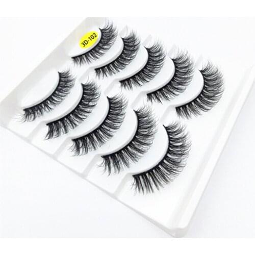 2020 NEW 5pairs 100% Real Mink Lashes 3D Natural False Eyelashes 3d Mink Lashes Soft Eyelashes Extension Makeup Kit