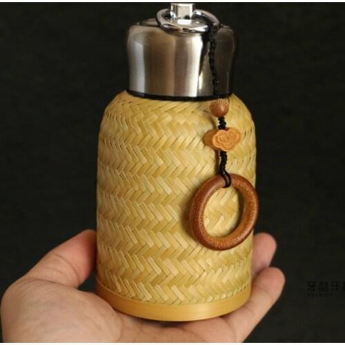 300 Pure Hand-Crafted Bamboo Stainless Steel Vacuum Cup Tea Cup Travel Mug Bamboo Crafts tea pot warmer tea warmer