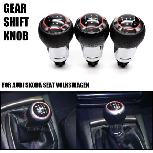 5 / 6 Speed 12mm Gear Shift Knob Stick For Audi A4 B6 B7 B8 A6 S4 8K A5 8T Q5 8R S Line Ibiza 6J Seat Leon Mk1 Passat Golf