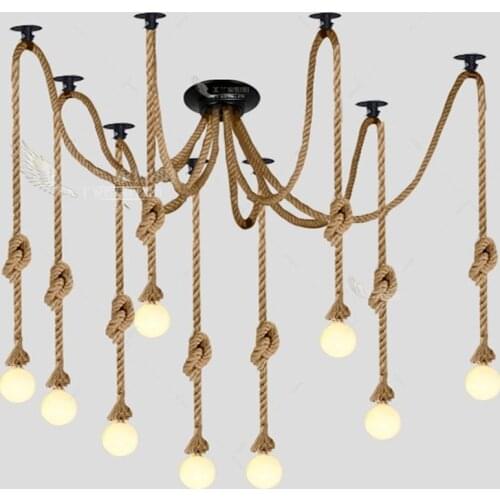 8 heads stijl loft industriele hanger lichtpunt eetkamer henneptouw lamp vintage lichten led edison stijl