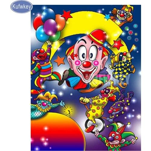 Diamond Painting volledig,cartoon happy clown Cross Stitch,Full,Diamond Embroidery,5d Diamond paint,Mosaic,pattern,mazayka,art