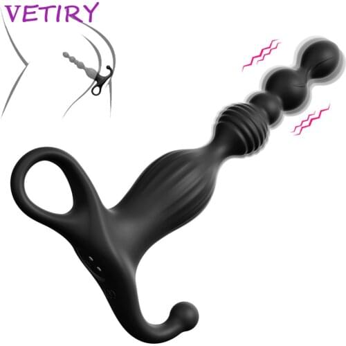 10 Speed Anal Vibrator Anal Beads Prostate Massage Butt Plug Stimulator USB Charge Vibrators Sex Toys For Men Women