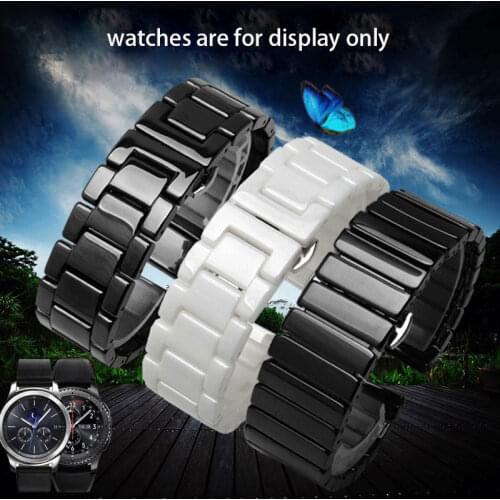 20mm 22mm Pearl ceramics watch band black white bracelet fit Samsung galaxy watch Gear S2/S3/S4 sport smart watch accessories