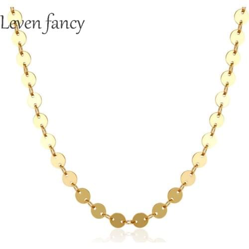 925 Silver Gold Sequin Satellite Layered Chain Necklace Gold Minimalist Simple Boho Trendy Jewelry Gift for Women Disc Choker