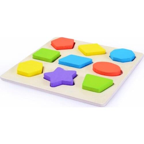 Wooden geometry three-dimensional shape classification jigsaws puzzles toys
