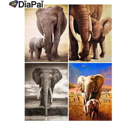 DIAPAI 5D DIY Diamond Painting 100% Full Square/Round Drill "Animal elephant" 3D Embroidery Cross Stitch Home Decor
