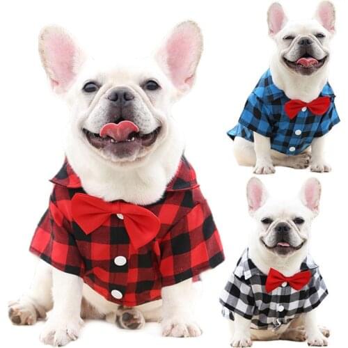 French Bulldog Clothes Dog Shirt Warm Lattice Dog Suit Dress Pet Clothes Puppy Dog Pugs Bulldog Coat