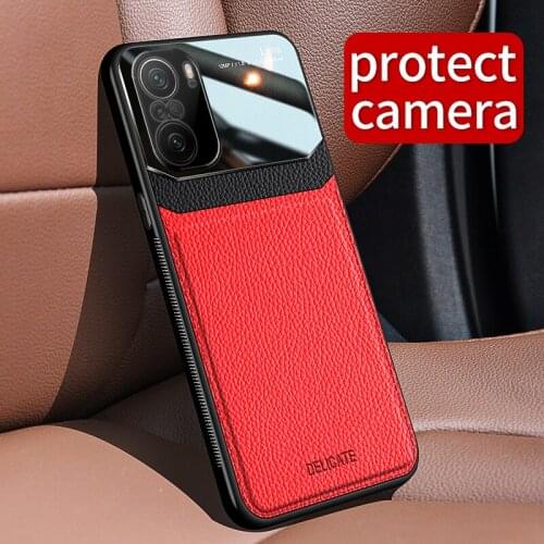 KEYSION Shockproof Phone Case for Redmi Note 10 Pro 5G 10S Leather Glass Back Cover for Xiaomi Redmi Note 10 4G 10 Pro Max