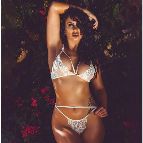 2pcs Lace Bra and Panty Set Women Sexy Underwear Crop Top Bodysuit G-String Lingerie Set Erotic Hot Plus Size Bralette Lace 2XL