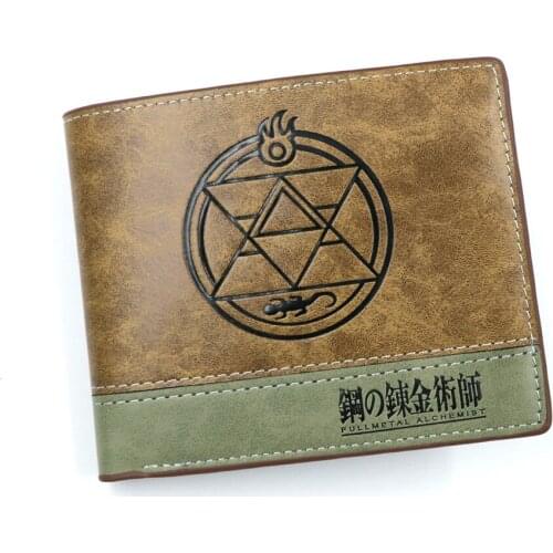 Anime Fullmetal Alchemist Flame Alchemist Roy Mustang Short PU Leather Wallet Card Holder Purse with Coin Pocket