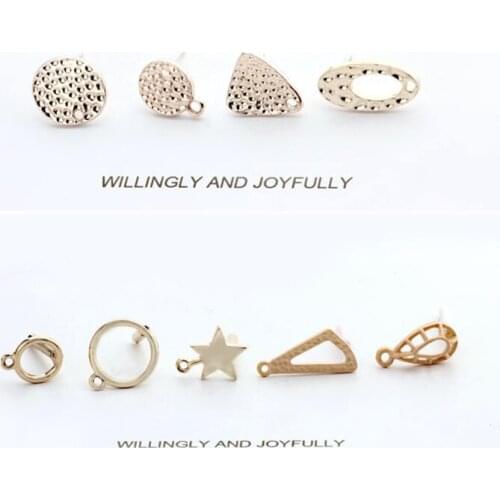 10pcs Korean Alloy Round Stud Earrings Pentagram Oval Earrings For Women Geometric Statement Pendant Diy Ear Jewelry Accessories