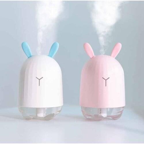Mini Air Humidifier Cute Rabbit USB Aromatherapy Essential Oil Diffuser Luminous Car Office Air Purifier