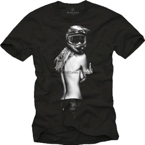 MOTOCROSS MENS T SHIRT WITH SEXY MX PIN UP GIRL- SHORT SLEEVE ENDURO HELMET TEE