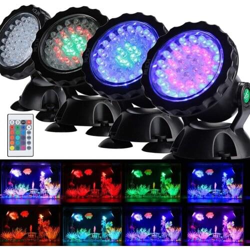 New 36 LED Colorful Submersible Underwater Aquarium Spot Light for Water Garden Pond Fish tank (Set of 4 lights)