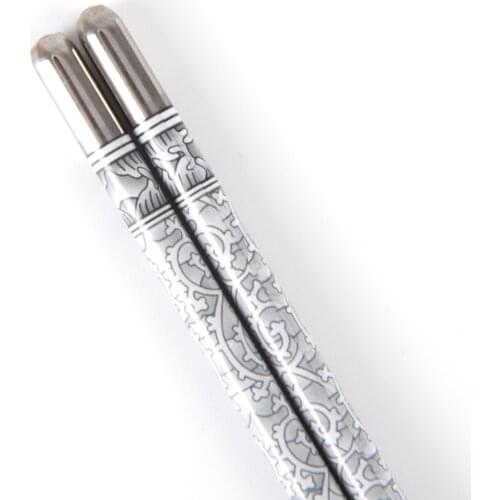 22.5CM Stainless Steel Chopsticks for Home Kitchen Restaurant Elegant Chinese Vintage Blue And White Porcelain Floral Pattern