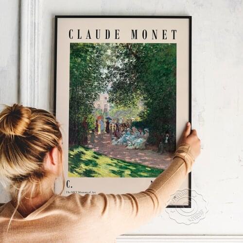 Claude Monet The Met Museum Exhibition Poster, Monet The Parc Monceau Canvas Painting, Natural Scenery Wall Picture Home Decor