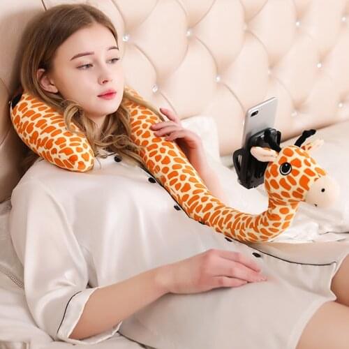 Hands Free Stuffed Neck Pillow Phone Fix Holder Sleeping Tool Pillow Mobile Multi-use Phone Holder Lazy Travel U Shape Pillow