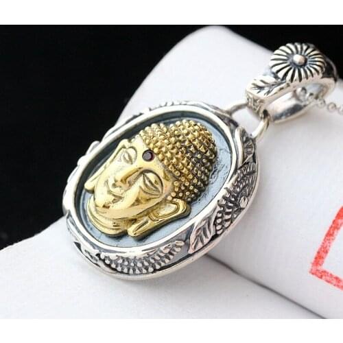 S925 Sterling Silver Jewelry Wholesale Retro Thai Silver Buddha Head Pendant Vintage Silver Classic Men And Women Pendant