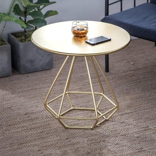 Simple Modern Wrought Iron Gold Side Coffee Table Nordic Small Table Coffee Table Creative Round Corner Several Bedside Table