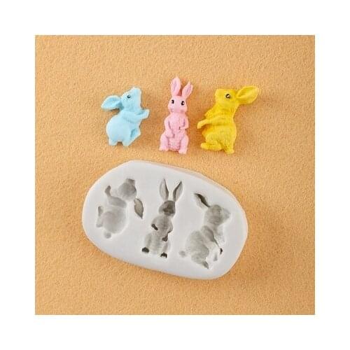 PRZY Bunny Chocolate Fondant Silicone Mold Bunny Rabbit Cake Decorative Mould Clay Resin Moulds Eco-friendly