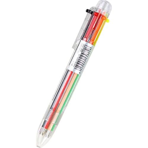 Multicolor Ballpoint Pen Stationery Press 6 Color Oil Pen for Office School Students Ballpoint Pen Office Supplies Pens Gift