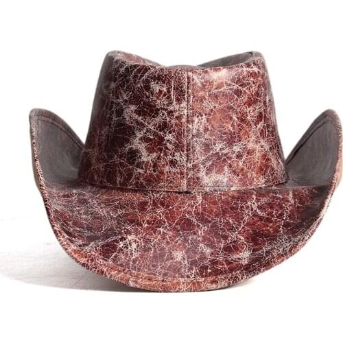 Retro Men Women Leather Western Cowboy Hats Outdoor Gold Rill Brim Jazz Hat Sombrero Hombre Cowgirl Hat Size 58-59CM