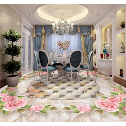 Self adhesive wallpaper 3d floor painting soft rose photo wall mural wallpaper for kids room